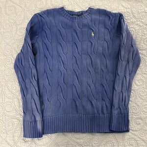 RARE Polo Ralph Lauren Blue Cable Knit Crewneck Sweater